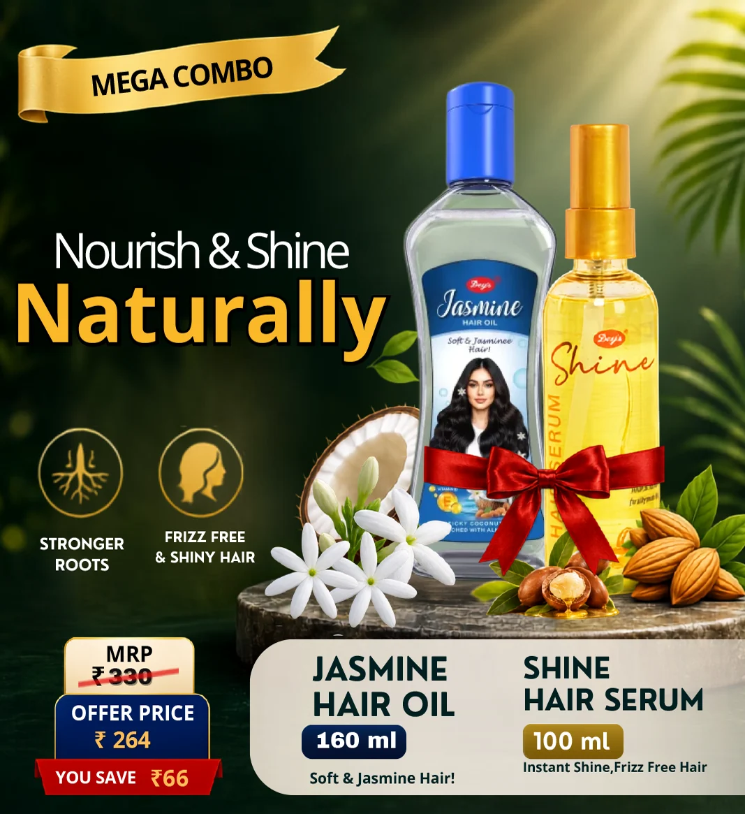 Mega Combo Dey's Jasmine Hair Oil + Dey's Shine Hair Serum